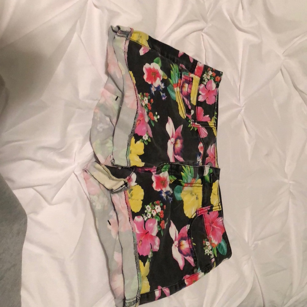 Floral jean shorts